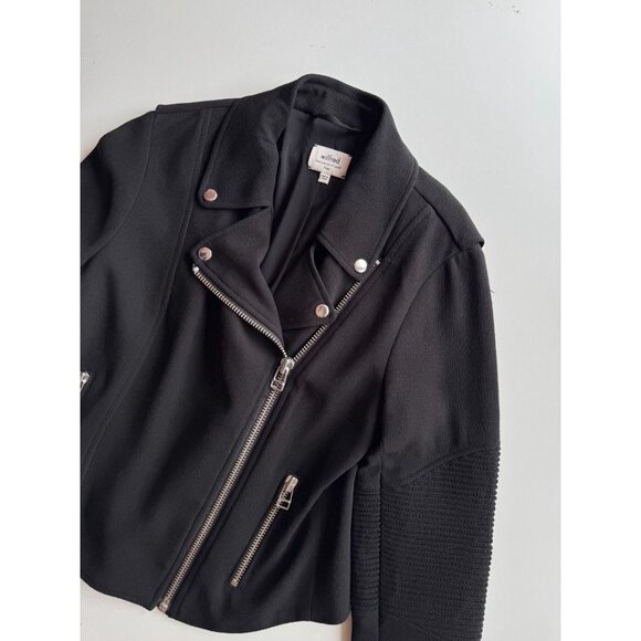 Aritzia WILFRED Montesson Black Crepe Motorcycle Moto Biker Jacket, Size 4 - Picture 6 of 13